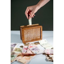 Ouz Dekor Dekoratif Ahşap Lüks Hedef Kumbara Hedef Kutusu Parabox Para Biriktirme Kutusu 10.000 Bin Hedef