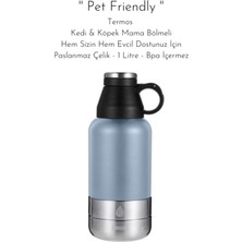 Feyza Design Paslanmaz Çelik 1 Litre Termos Kedi ve Köpek Mamaları Için