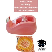 5X6X12 cm  Orta Boy  Bant Kesme Makinesi 12X33 Metre Bant Pembe