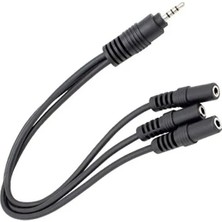 Derwell 1 Erkek 3 Dişi Kulaklık Mikrofon Çoklayıcı 3 Port 3.5 mm Splıtter Çevirici Dönüştürücü Adaptör Siyah