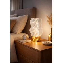 Neolab Aura Serisi Gold Tabanlı Modern Tasarım Buzlu Cam Efektli Dekoratif Masa Lambası