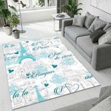 Colorix Carpet Dijital Baskı Dekoratif Kaymaz Taban Antibakteriyel Yıkanabilir Halı NO:2683