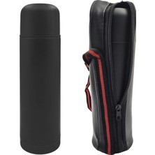 vegahediye v vega Deri Çantalı Siyah Çelik Termos 500ML