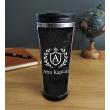 vegahediye v vega Kişiye Özel Isim Tasarımlı Mermer Desenli 400 ml Termos Bardak