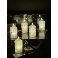 C&On Design Titreyen Alevli Kristal Erimiş LED Mum 5'li Hareket Alevli Eriyen Yapay Mum Pilli LED