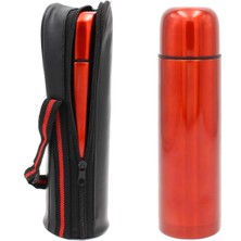 vegahediye v vega Deri Çantalı Kırmızı Renk Çelik Termos 500ML