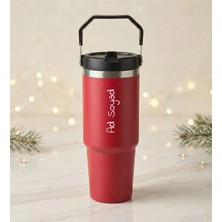 vegahediye v vega Kişiye Özel Isim Baskılı 900 Ml. Pipetli Kırmızı Çelik Termos Hediyelik Termos