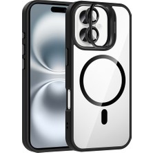 Elsah  iPhone 16 Plus Uyumlu Kılıf Standlı ve Kamera Lens Hediyeli M-Safe Şarj Özellikli Roet Kapak