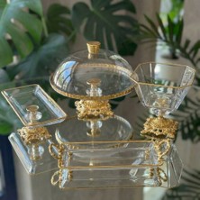 Çnr Home Collection Elegant 4 Parça Gold Kristal Sunum ve Servis Seti