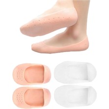 Feyza Design 2 Adet Silikon Patik ve Topuk Çorabı Beyaz Renk