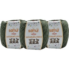 Samur Amigurumi Pamuk Oyuncak Punch Panç Örgü Ipi Haki 50 Gr-3 Adet