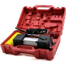 EkoAlışverişDünyam Çift Silindir Oto - Araç Hava Kompresörü DC/12V - 23AMP - 150PSI Fenerli Bar Göstergeli (5510)