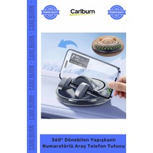 Carlburn Özel Üretim Silikon Sarsıntı Önleyici 360° Dönebilen Yapışkanlı Numaratörlü Araç Telefon Tutucu