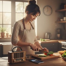 EkoAlışverişDünyam Küçük Mini Boy Retro Ahşap Tasarım Bluetooth Hoparlörlü Radyo – Fm/am Destekli, Şarjlı ve Taşınabilir Radyo NS-8108 (5510)