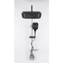 As Reyon Premium Yağmurlama Duş Sistemi Siyah & Krom Detaylı