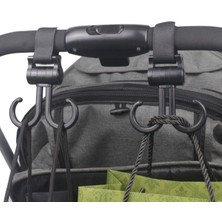 EkoAlışverişDünyam 2li Bebek Arabasına Uyumlu Cırtlı  Eşya Taşıma Aparatı 360 Derece Dönebilen Plastik Kanca (5510)