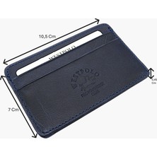 Westpolo Eskitme Hakiki Deri Unisex Ince Kartlık - Lacivert