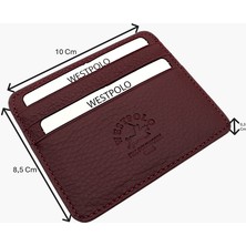 Westpolo Unisex Süper Slim Para Bölmeli Hakiki Deri Ince Kartlık Cüzdan 6 Bölmeli - Mat Mor