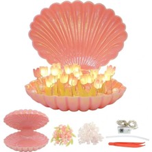 Alvo Store Buğz LED Işıklı Kendin Yap Deniz Kabuğu Tasarımlı Lale Lamba