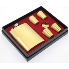 Alvo Store Buğz Paslanmaz Çelik 4 Shot Bardaklı Matara Seti Gold