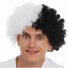 EkoAlışverişDünyam Siyah Beyaz Kıvırcık Afro Bonus Peruk Taraftar Bonus Saç