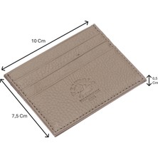 Westpolo Hakiki Deri Slim Ince Unisex Kartlık - Vizon