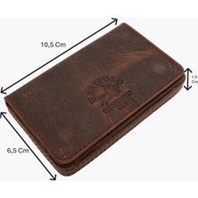 Westpolo Eskitme Hakiki Deri Unisex Tek Bölmeli Kartlık - G6 Kahverengi