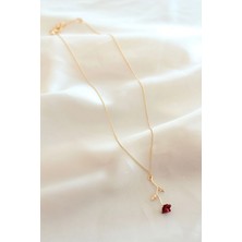 Alvo Store Buğz Kırmızı Gül Figürlü Kolye - Buğz