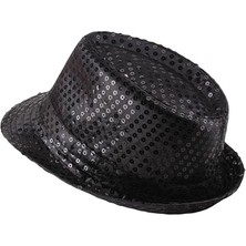 EkoAlışverişDünyam Çocuk Boy Siyah Payetli Şapka Gösteri Şapkası Michael Jackson Şapkası 54 No