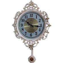 Sarkaçlı Duvar Saati Ferforje Desenli Hediyelik Duvar Saati