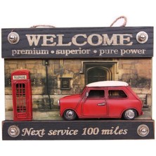 Dekoratif Metal Kapı Yazısı Araba ve Telefon Kulübesi Dekorlu