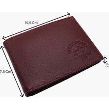 Westpolo Hakiki Deri Kağıt Para ve Bol Şeffaf Kart Bölmeli Unisex Kartlık - Bordo
