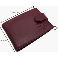 Westpolo Hakiki Deri Bol Şeffaf Kart Bölmeli Patlı Unisex Kartlık - Bordo