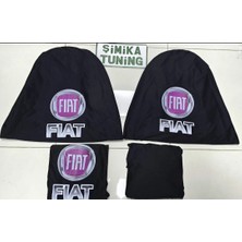 Fiat Siyah Oto Servis Kılıfı Penye 1.kalite Ön Arka Kılıf 4 Parça(Arka 2 Parca Logolu) Esnek Likralı Her Araca Uyumlu Yıkanabilir