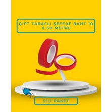 Dalpak Ambalaj Çift Taraflı Şeffaf Silikon Bant 10 X50 Metre 2'li Paket