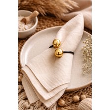 Emtory Home Saturn | Siyah Metal Halkalı Gold Boncuklu Peçete Yüzüğü - Peçete  Halkası -  6 Adet