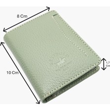 Westpolo Darius Bol Şeffaf Kartlık Bölmeli Unisex Hakiki Deri Cüzdan Kartlık - Mint Yeşili