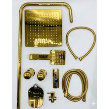 As Reyon Modern Altın Sarısı Kare Tepe Duş Sistemi Robot Duş