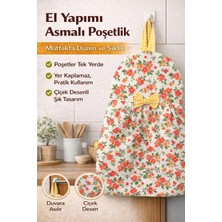 SAVEK El Yapımı Poşetlik Asılabilir Duck Kumaş Mutfak Poşet Düzenleyici Çiçekli Model