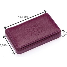 Westpolo Hakiki Deri Unisex Tek Bölmeli Kartlık - Mürdüm