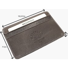 Westpolo Eskitme Hakiki Deri Unisex Ince Kartlık - Gri