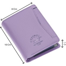 Westpolo Darius Bol Şeffaf Kartlık Bölmeli Unisex Hakiki Deri Cüzdan Kartlık - Lila