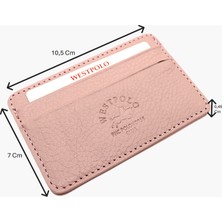 Westpolo Hakiki Deri Unisex Ince Kartlık - Pudra
