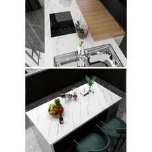 TE Dükkan Buğz Beyaz Mermer Desenli Yapışkanlı Tezgah Folyosu (3 Mt.x 60 Cm) - Buğz