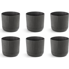 Omnipazar KRS-262 Zeraf Dekoratif Tabaklı Saksı Takımı 2.6 Litre No:2 Antrasit 6 Adet