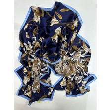 Yeni Sezon Çiçek Desen Ekose Zincir Vual Ipek Şal Premium