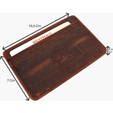 Westpolo Eskitme Hakiki Deri Unisex Ince Kartlık - G2 Taba