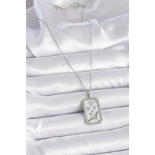 Alvo Store Buğz 316L Çelik Gümüş Renk Zincir Yay Burcu Zirkon Taşlı Kadın Kolye - Buğz