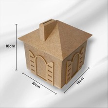 Ahşap- Boyanabilir- Ev Görselli Dekoratif Kumbara