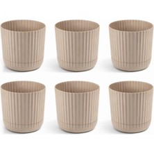 Omnipazar KRS-262 No:2 Zeraf Dekoratif Tabaklı Saksı Takımı 2.6 Lt Bej 6 Adet